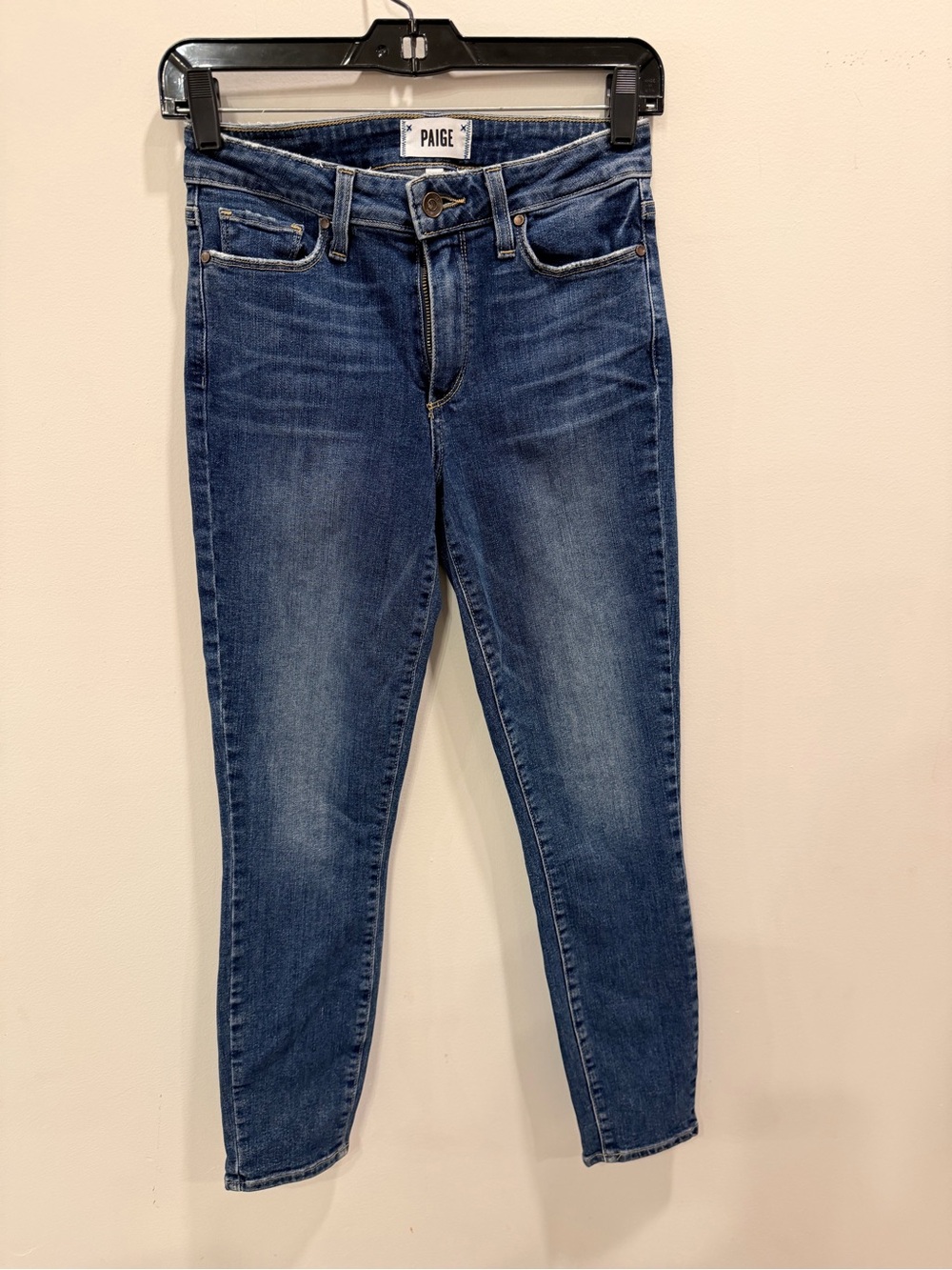 PAIGE Women's Medium Blue Skinny Jeans with Faded Wash